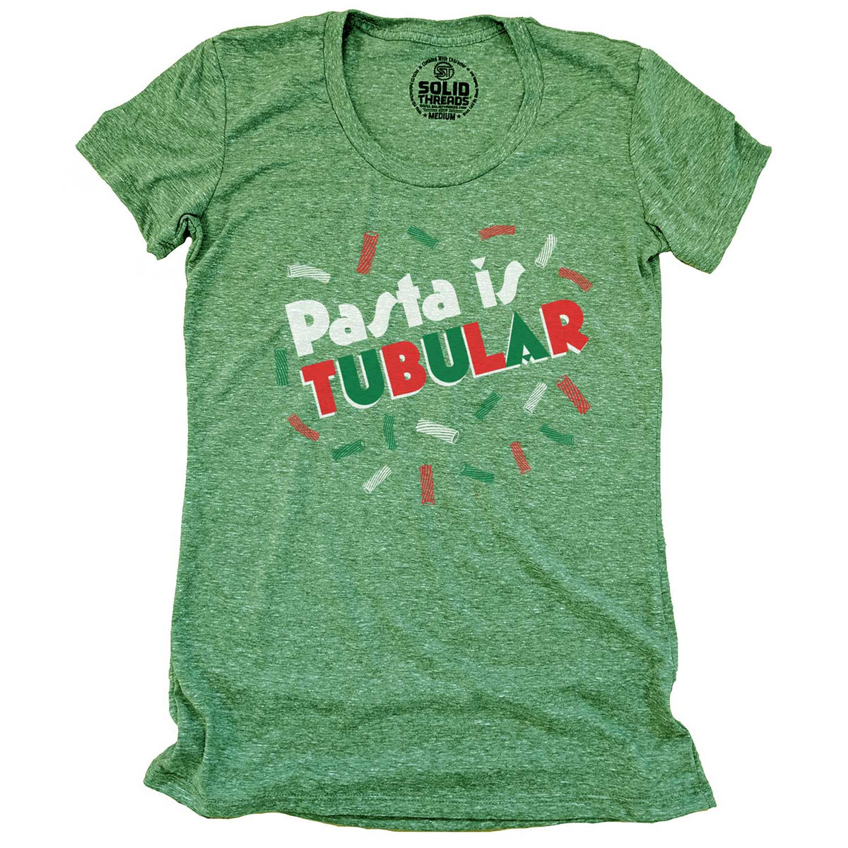 Women&#39;s Pasta is Tubular Vintage Inspired T-shirt | Retro Italian Graphic Tee | Solid Threads