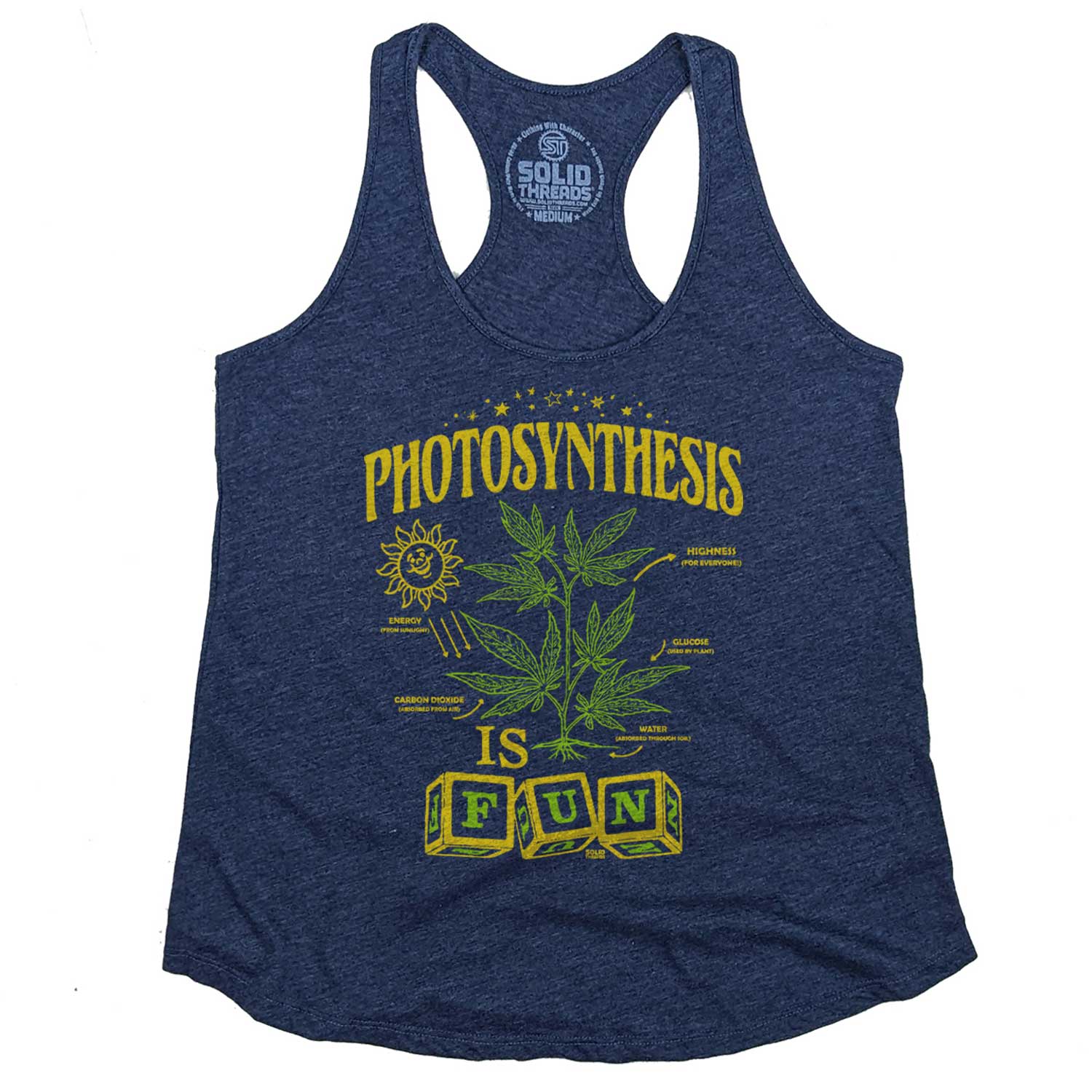 Women's Photosynthesis is Fun Vintage Graphic Tank Top | Funny Marijuana T-shirt | Solid Threads