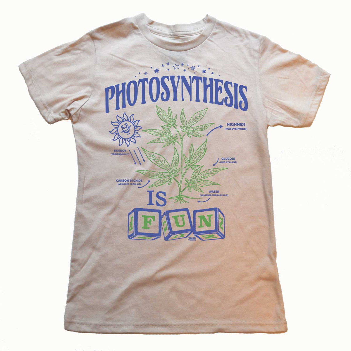 Women&#39;s Photosynthesis Vintage Graphic Crop Top | Cool Marijuana T-shirt | Solid Threads