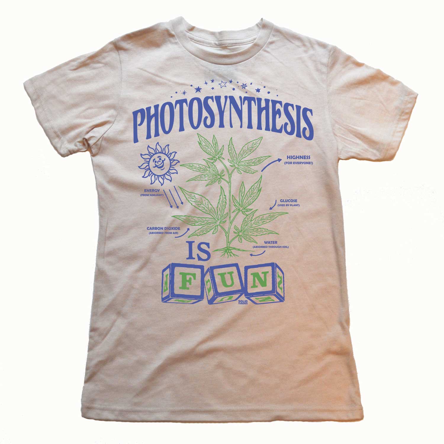 Women's Photosynthesis Vintage Graphic Crop Top | Cool Marijuana T-shirt | Solid Threads