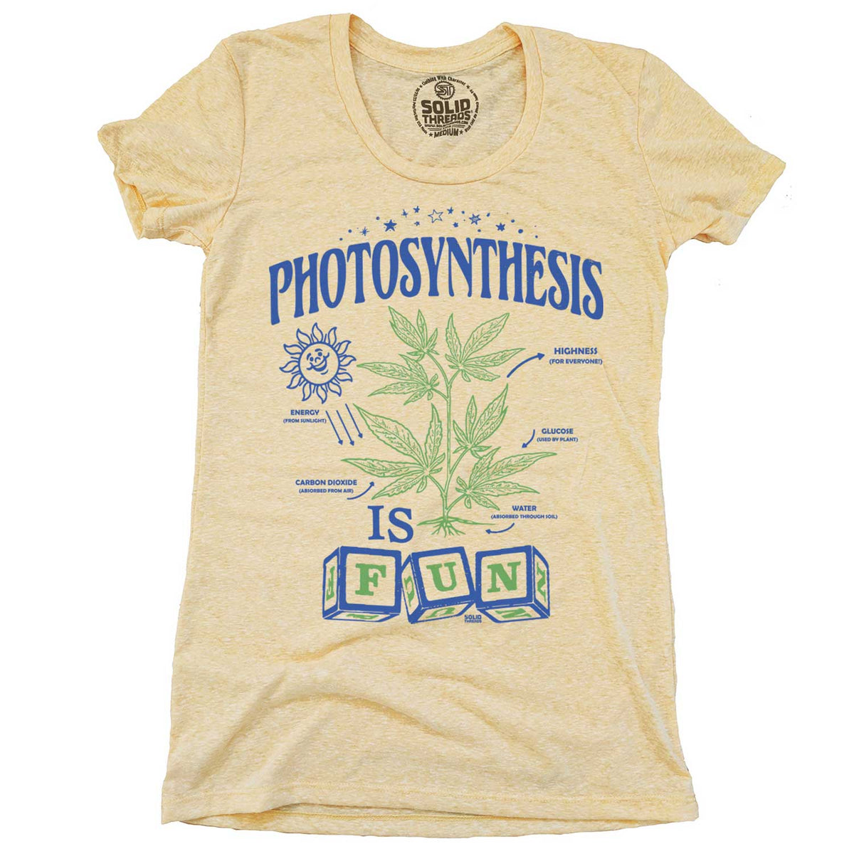 Women&#39;s Photosynthesis is Fun Vintage Graphic Tee | Retro Marijuana Triblend T-Shirt | Solid Threads