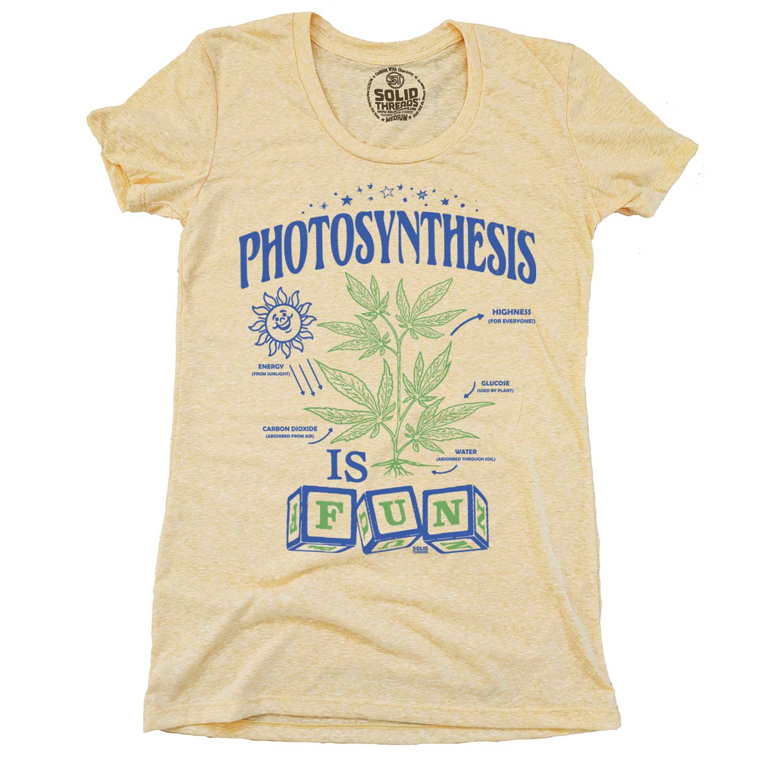Women's Photosynthesis is Fun Vintage Graphic Tee | Retro Marijuana Triblend T-Shirt | Solid Threads