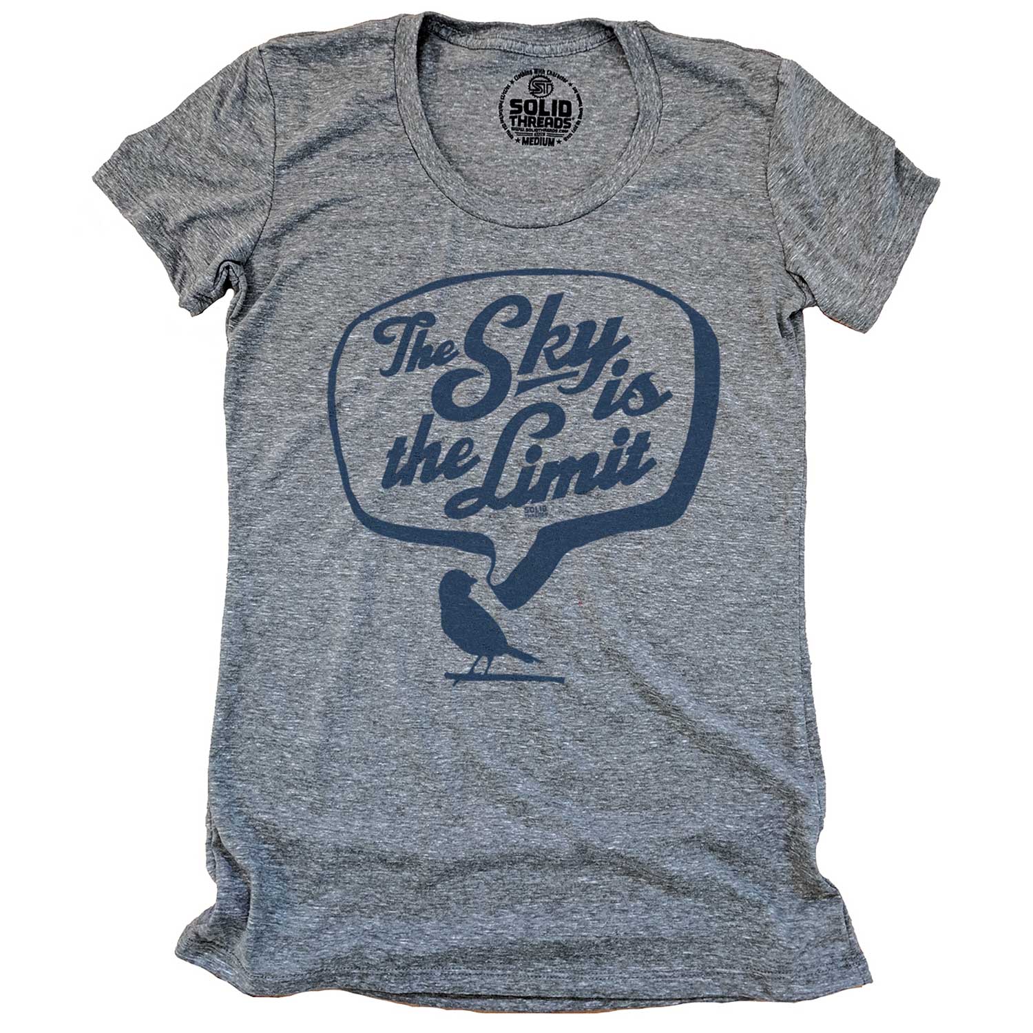 Women's The Sky is the Limit Vintage Inspired T-shirt | Funny Bird Graphic Tee | Solid Threads