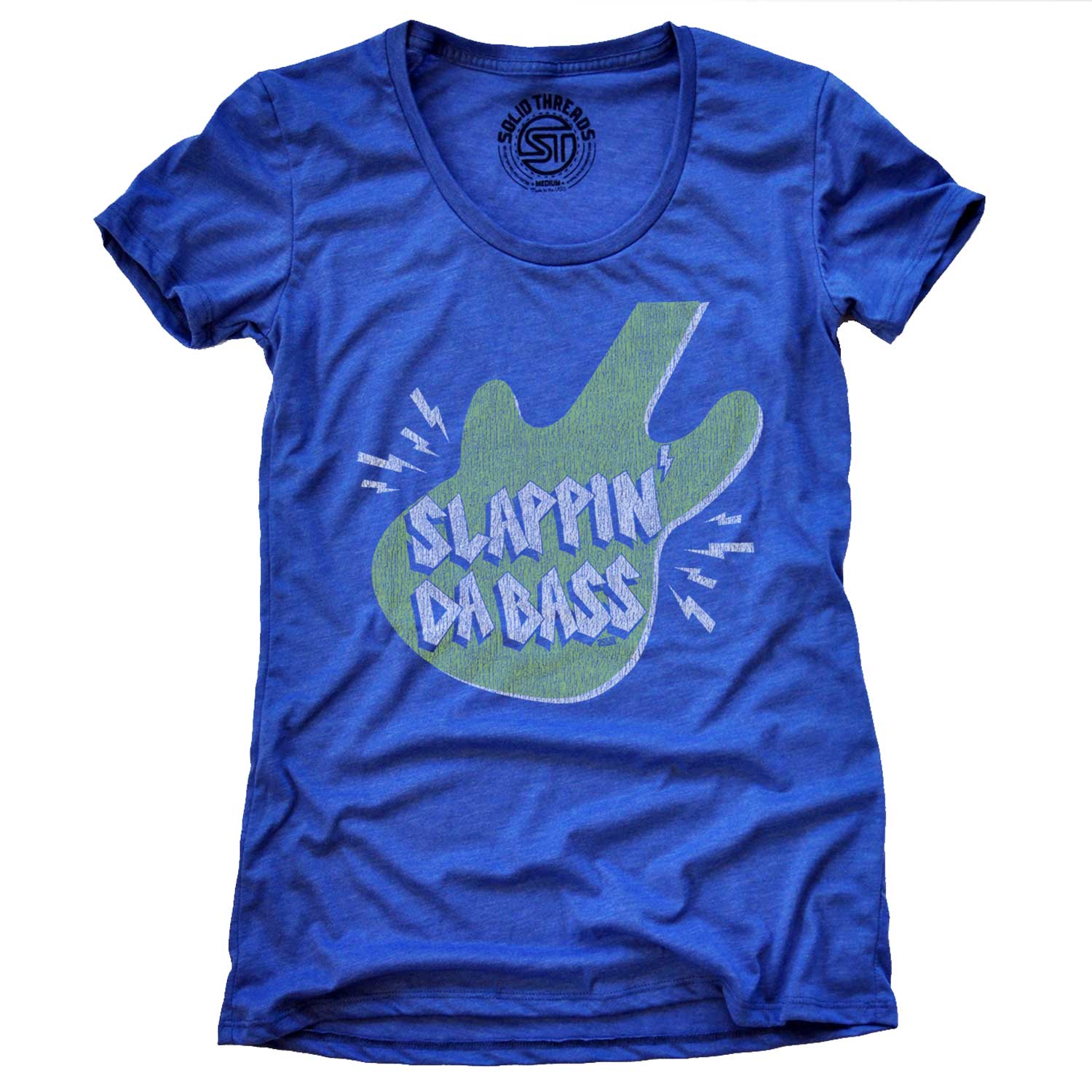 Women's Slappin' Da Bass Vintage Musician Graphic T-Shirt | Funny Bromance Tee | Solid Threads