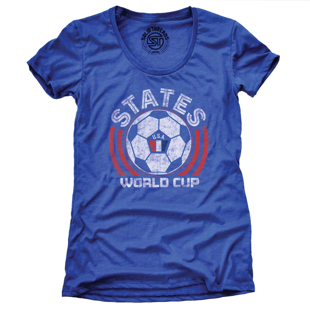 Women&#39;s US National Soccer Team Cool Graphic T-Shirt | Vintage FIFA World Cup Tee | Solid Threads