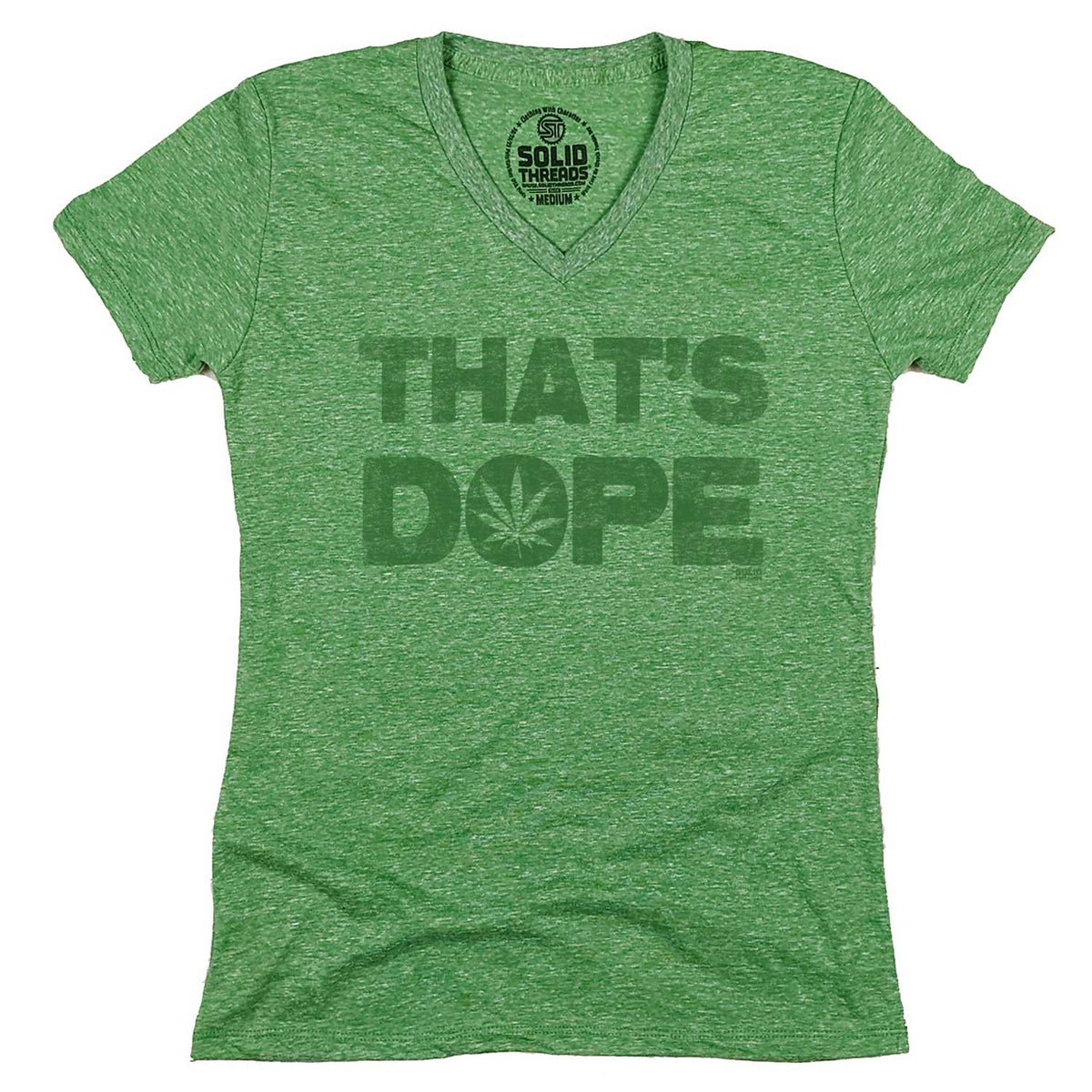 Women&#39;s That&#39;s Dope Vintage Graphic V-Neck Tee | Retro Marijuana T-Shirt | Solid Threads