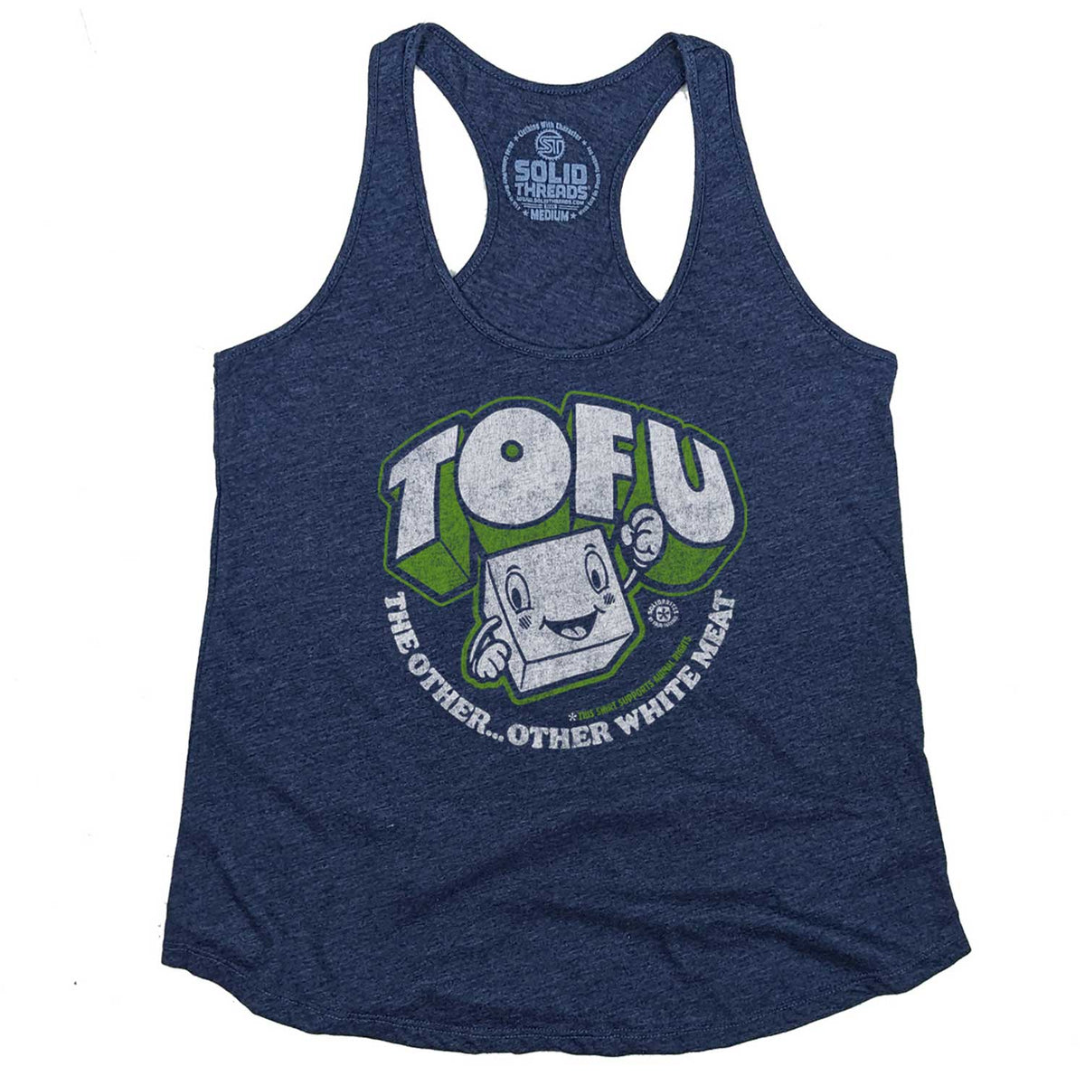 Women&#39;s Tofu, The Other Other White Meat Vintage Graphic Tank Top | Vegan T-shirt | Solid Threads