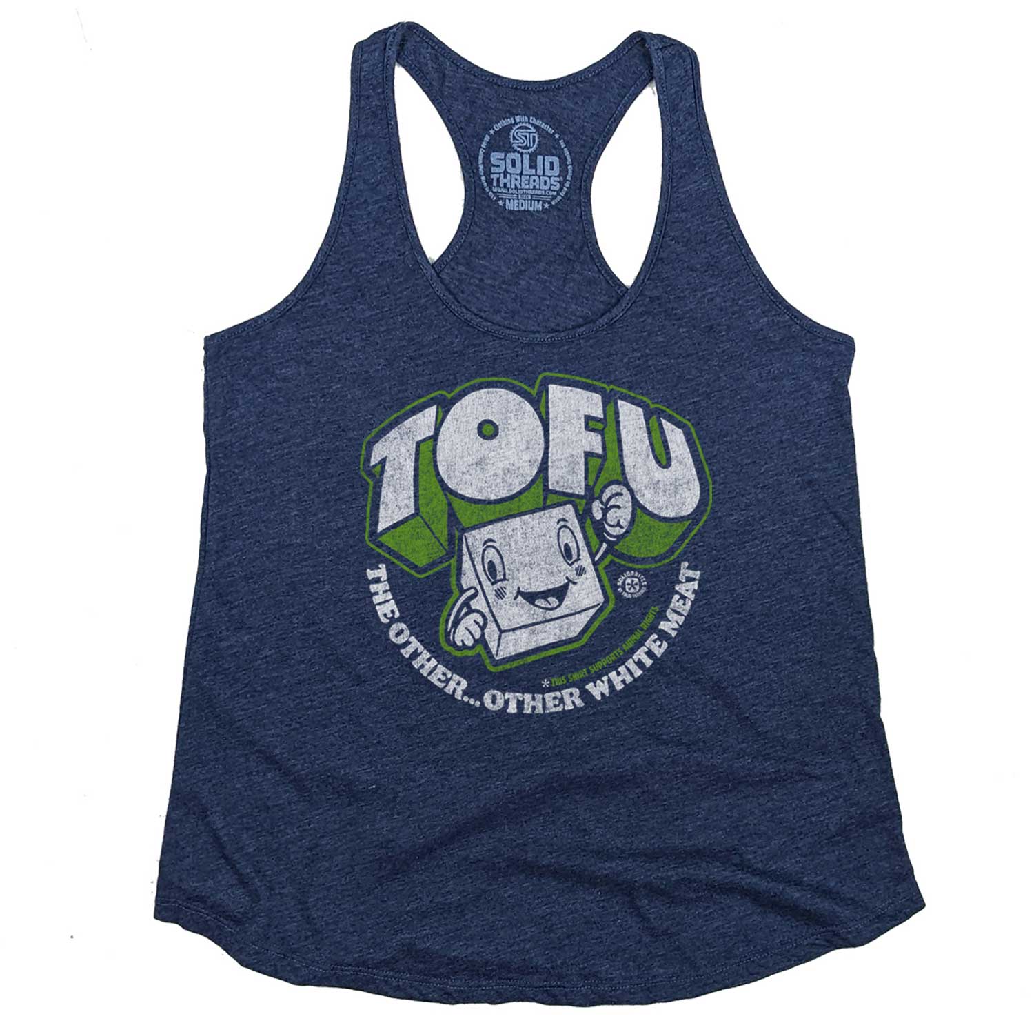 Women's Tofu, The Other Other White Meat Vintage Graphic Tank Top | Vegan T-shirt | Solid Threads