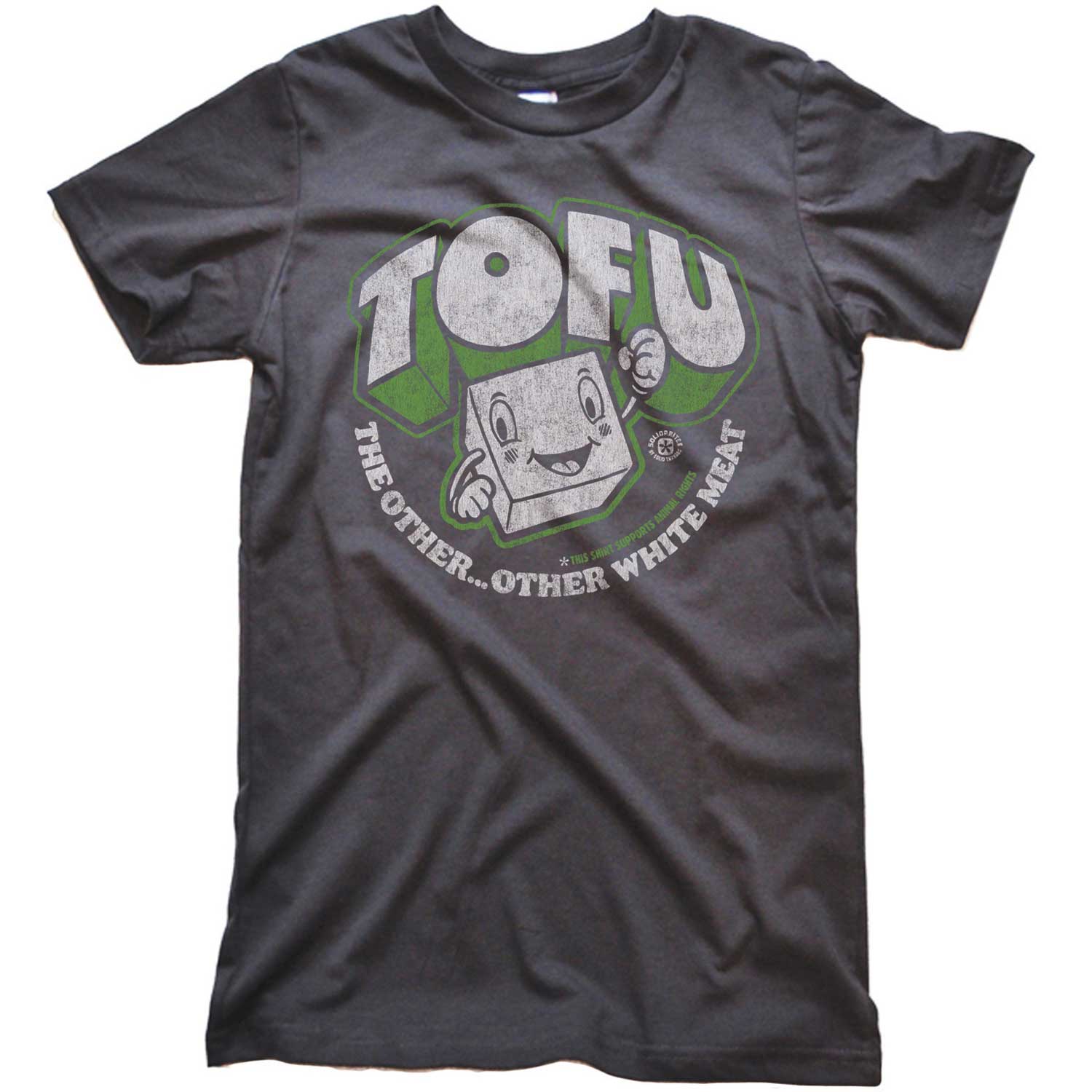 Women's Tofu, The Other White Meat Vintage Graphic Crop Top | Retro Vegan T-shirt | Solid Threads