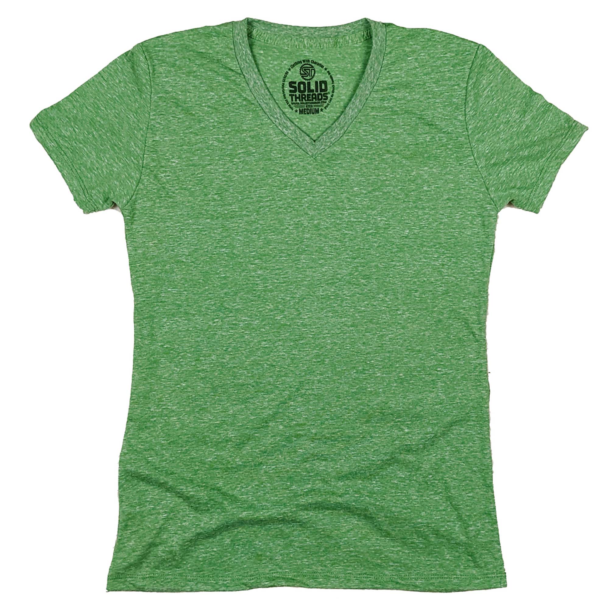 Women's Solid Threads V-Neck Triblend Kelly T-shirt | Vintage Inspired USA Made Tee