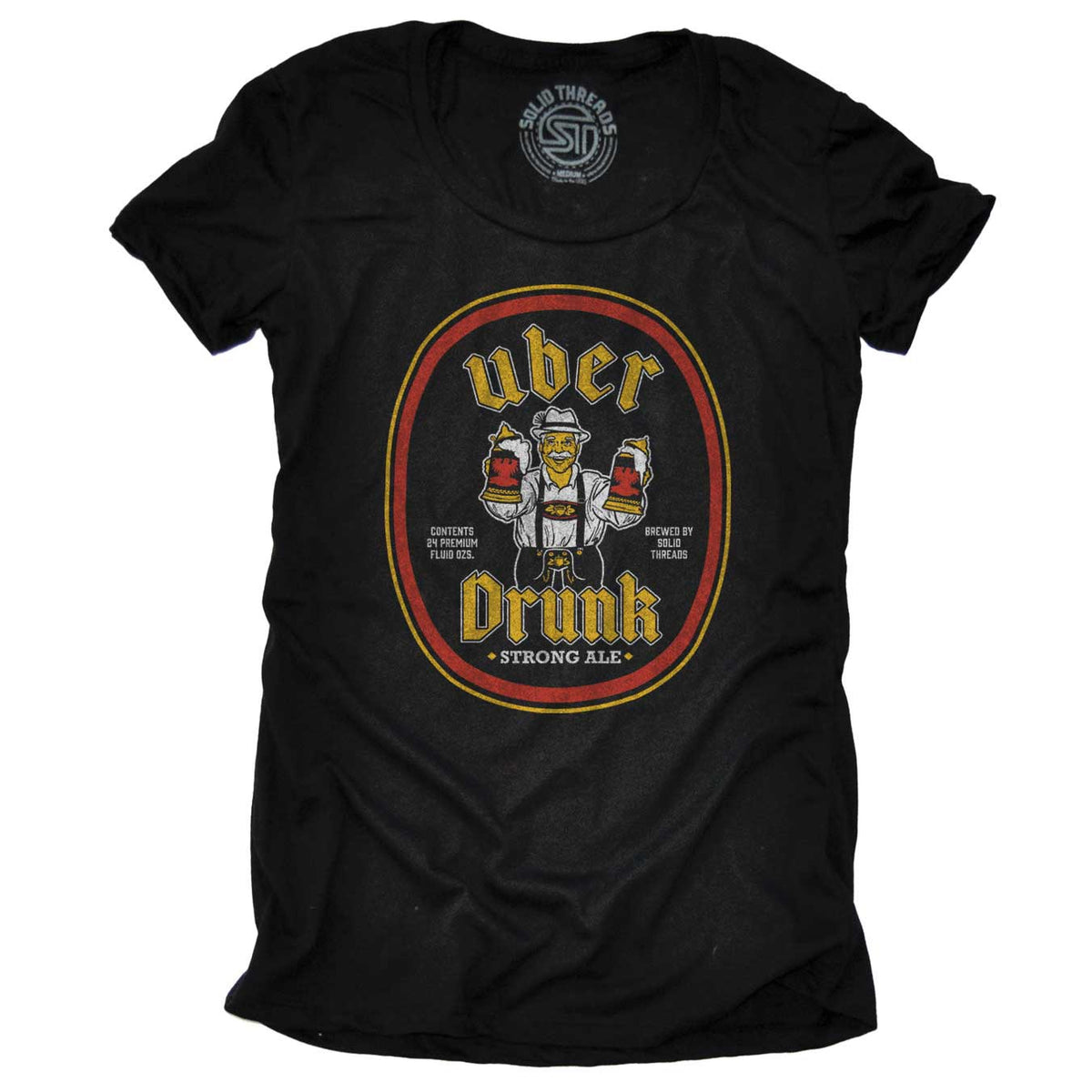 Women&#39;s Uber Drunk Vintage Drinking Graphic T-Shirt | Funny Oktoberfest Tee | Solid Threads