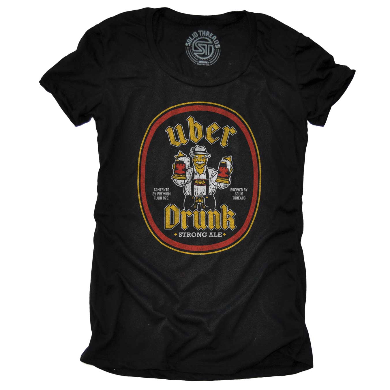 Women's Uber Drunk Vintage Drinking Graphic T-Shirt | Funny Oktoberfest Tee | Solid Threads
