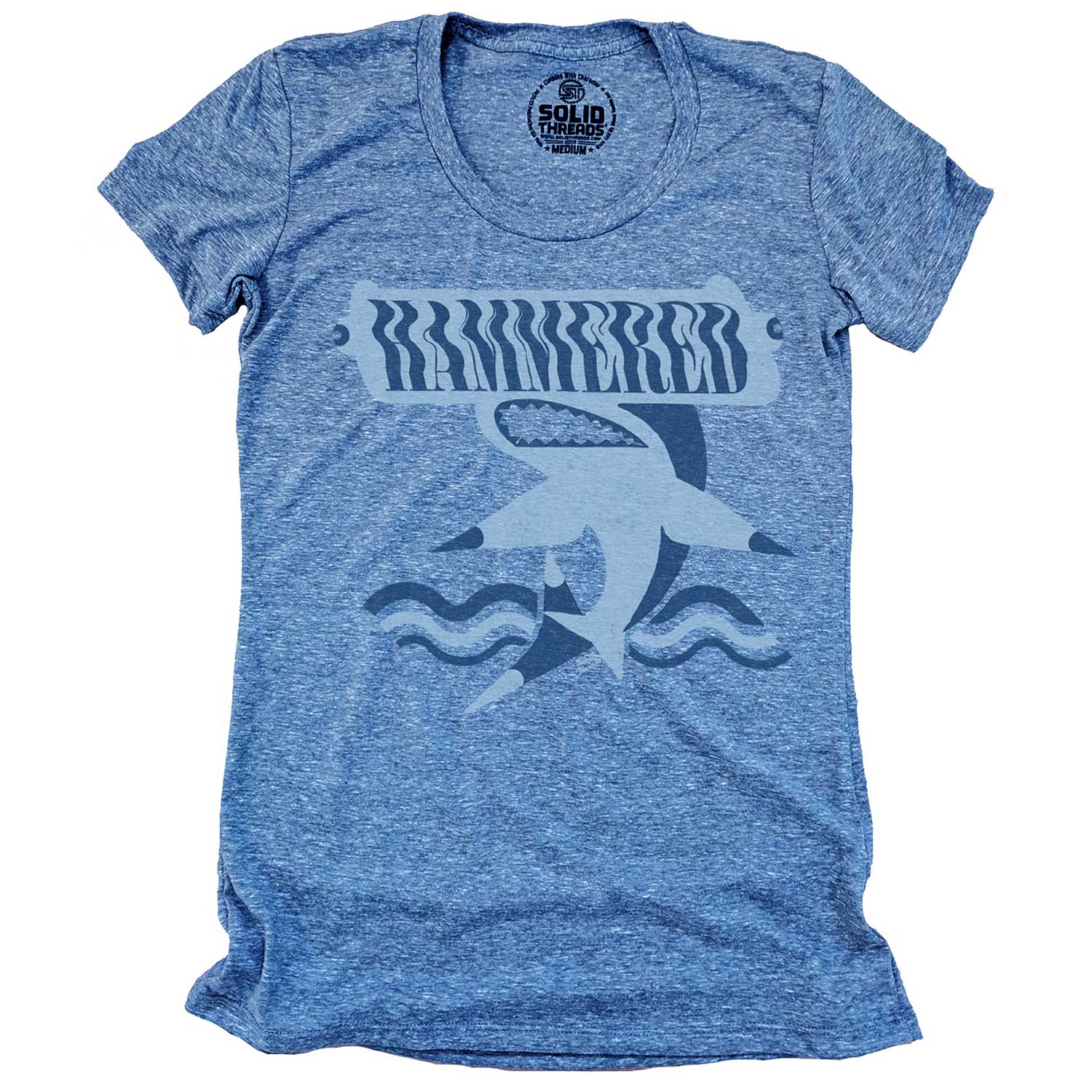 Women's Hammered Vintage Shark Graphic T-Shirt | Funny Beach Vacation Tee | Solid Threads