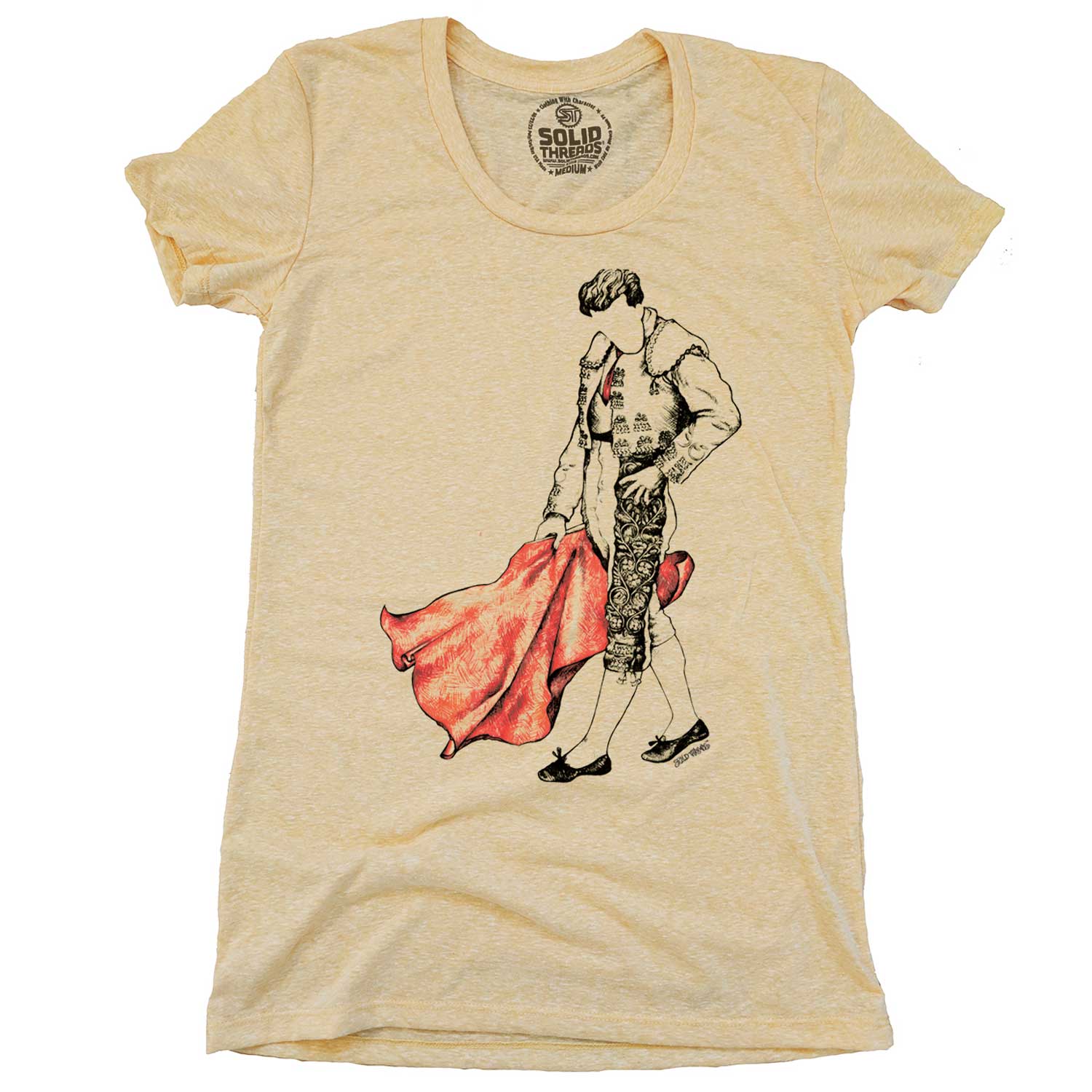 Women's Matador Cool Torero Graphic T-Shirt | Vintage Bull Fighter Tee | Solid Threads