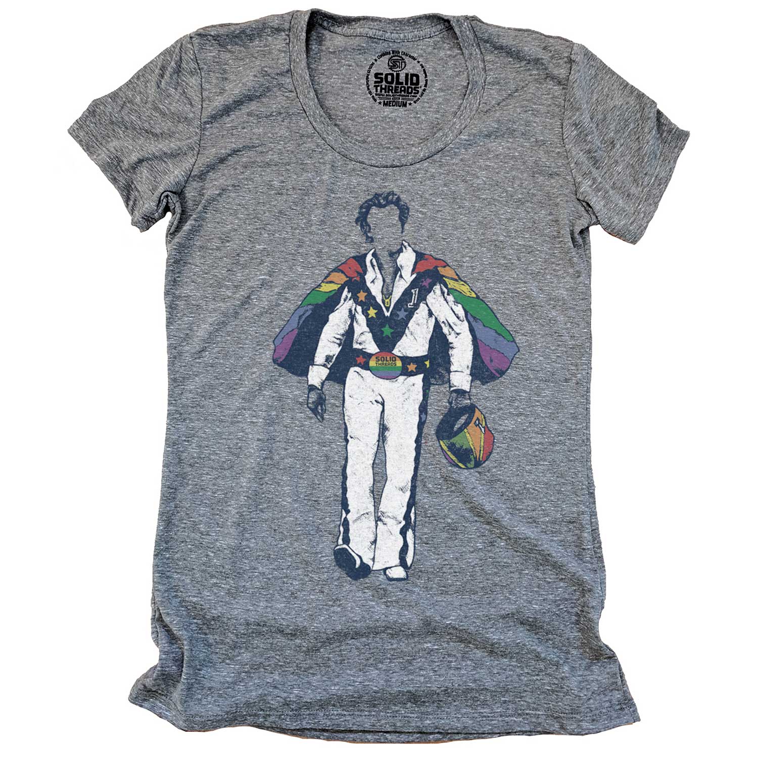 Women's Vintage Pride Daredevil Motorcyclist Graphic Tee | Retro LGBTQ Rainbow T-shirt
