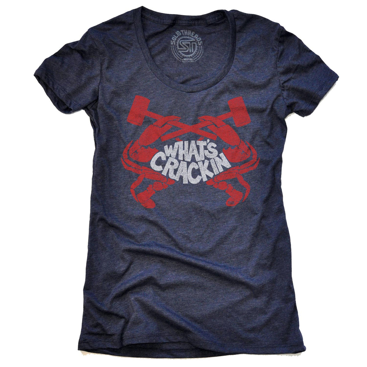 Women&#39;s Crackin&#39; Crab Vintage Graphic T-Shirt | Funny Seafood Fest Tee | Solid Threads