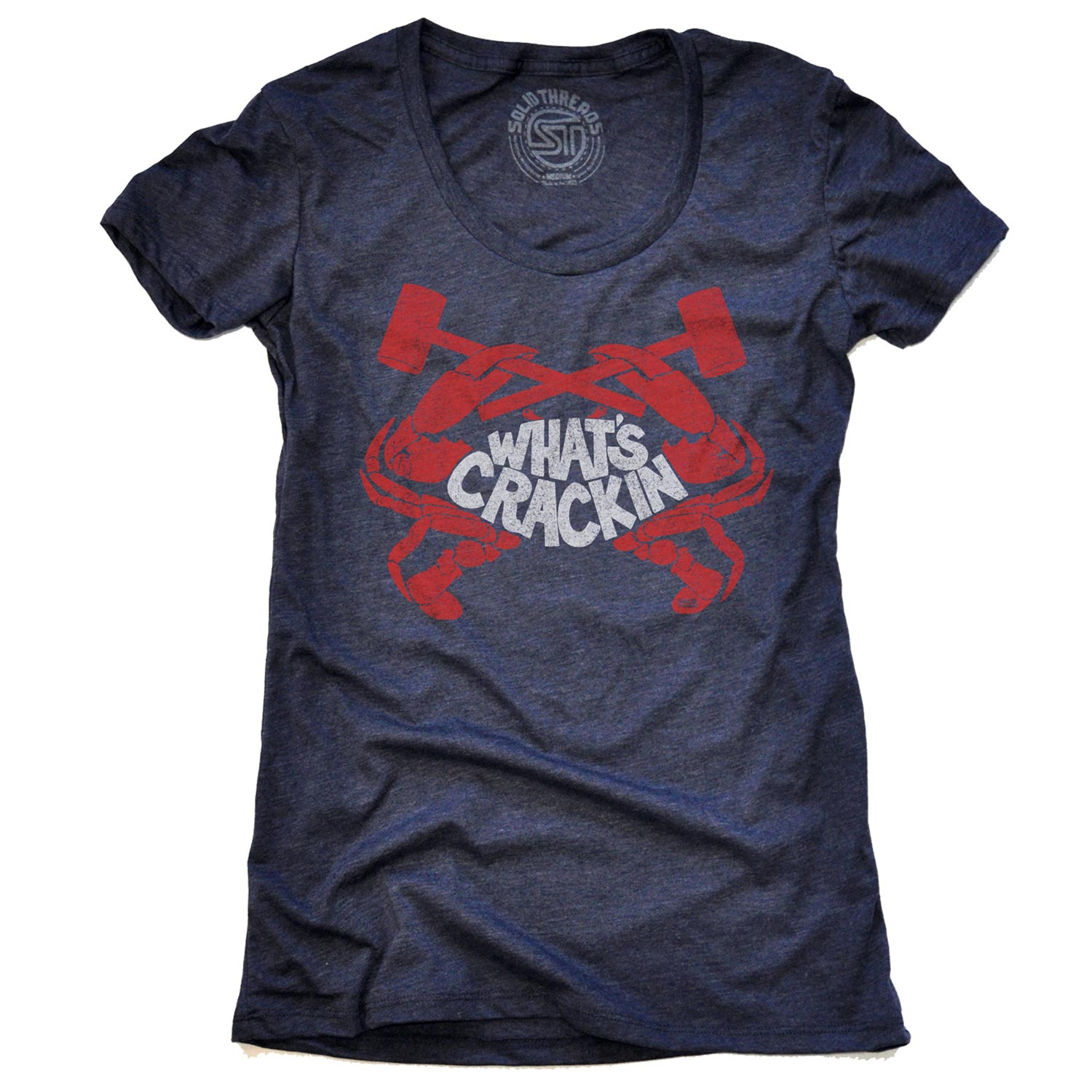 Women's Crackin' Crab Vintage Graphic T-Shirt | Funny Seafood Fest Tee | Solid Threads