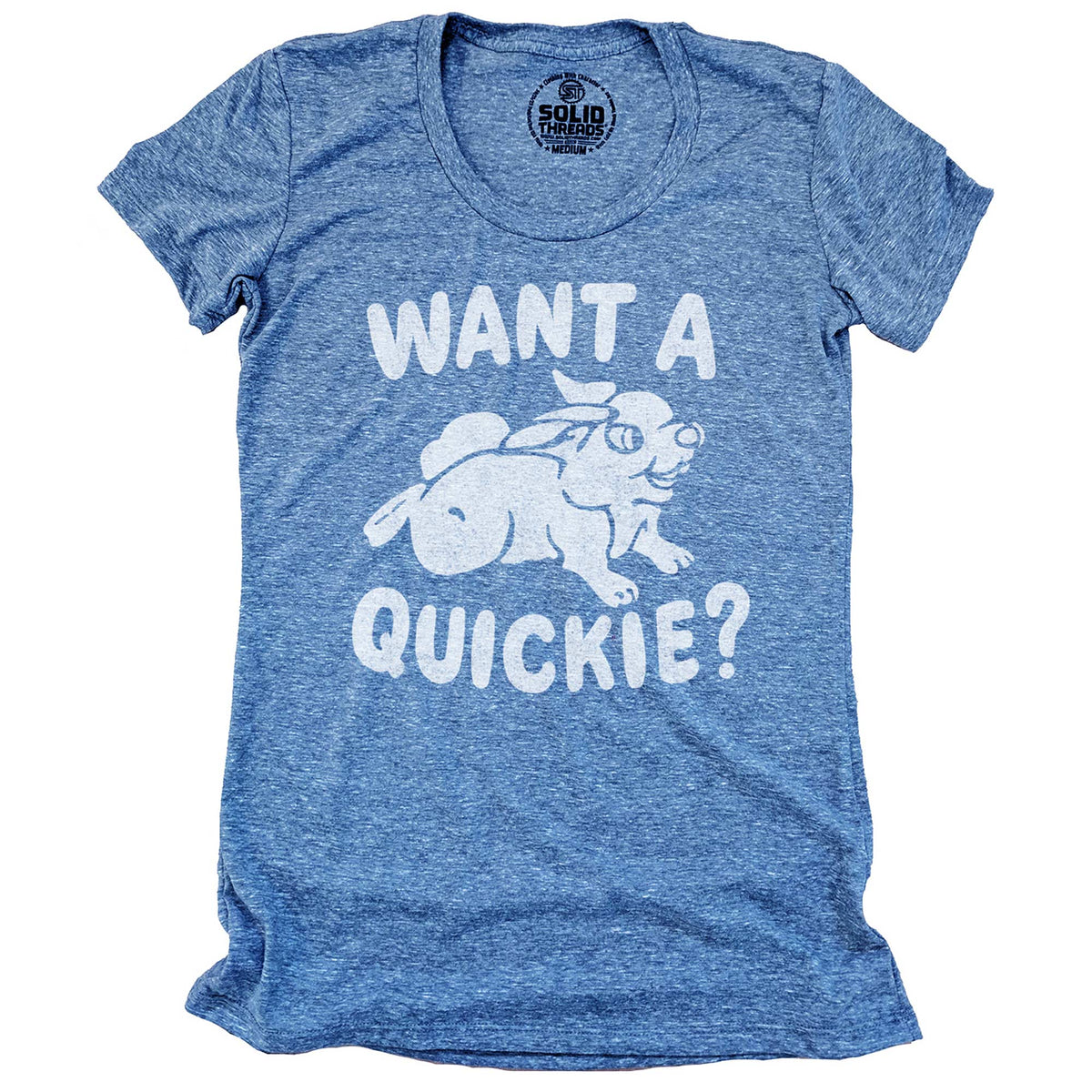 Women&#39;s Want A Quickie Vintage Graphic T-Shirt | Funny Playboy Triblend Tee | Solid Threads