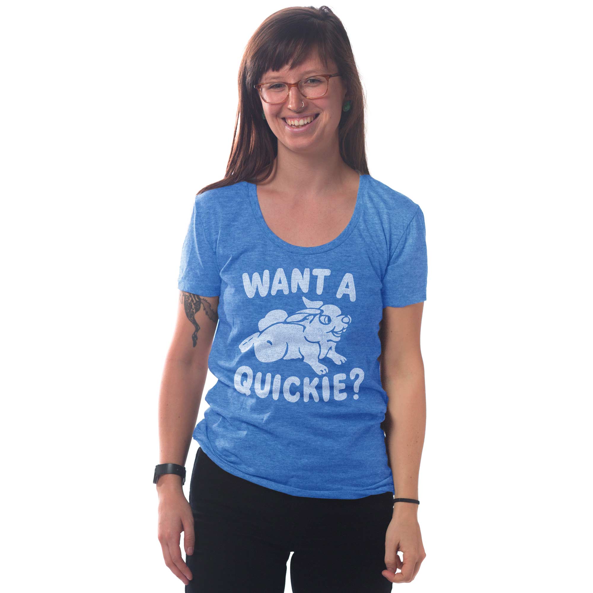 Women's Want A Quickie Vintage Graphic T-Shirt | Funny Playboy Triblend Tee | Solid Threads