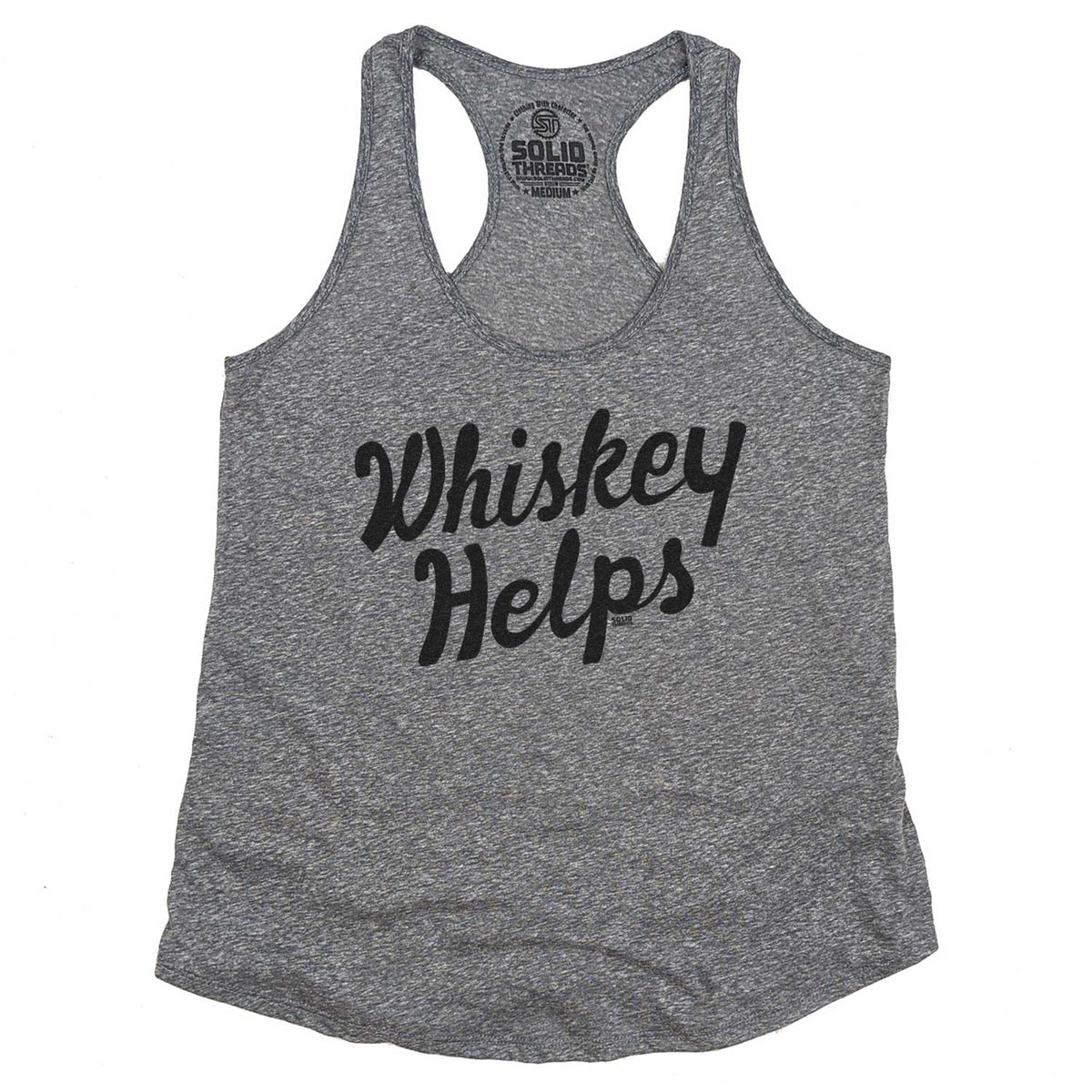 Women&#39;s Whiskey Helps Vintage Graphic Tank Top | Funny Drinking T-Shirt | Sold Threads