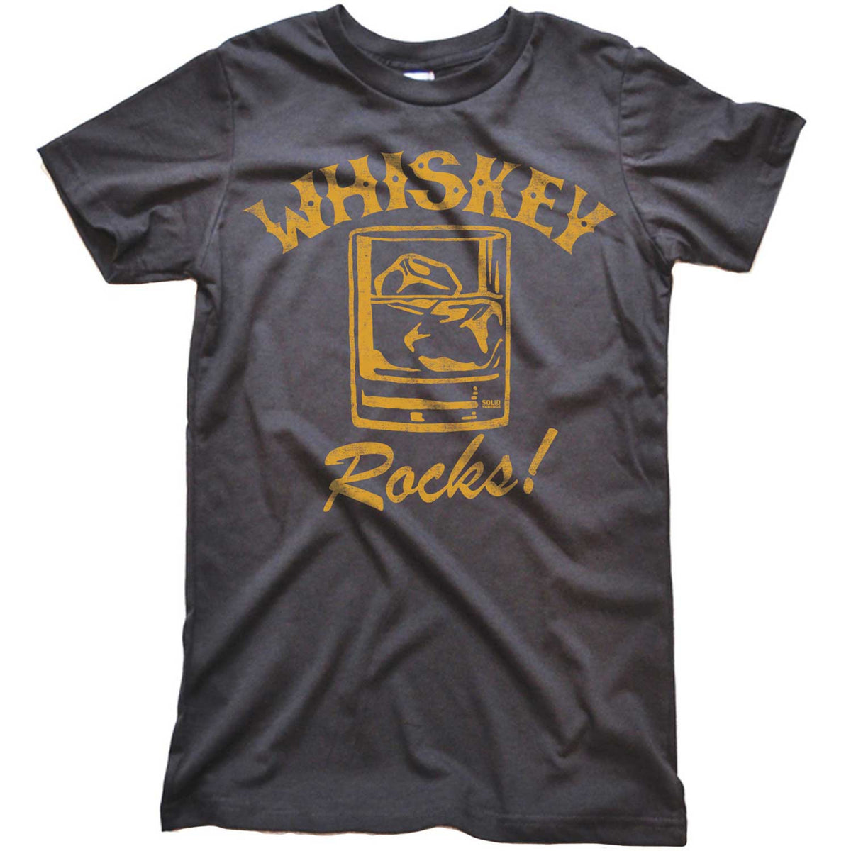 Women&#39;s Whiskey Rocks Vintage Graphic Crop Top | Retro Drinking T-shirt | Solid Threads
