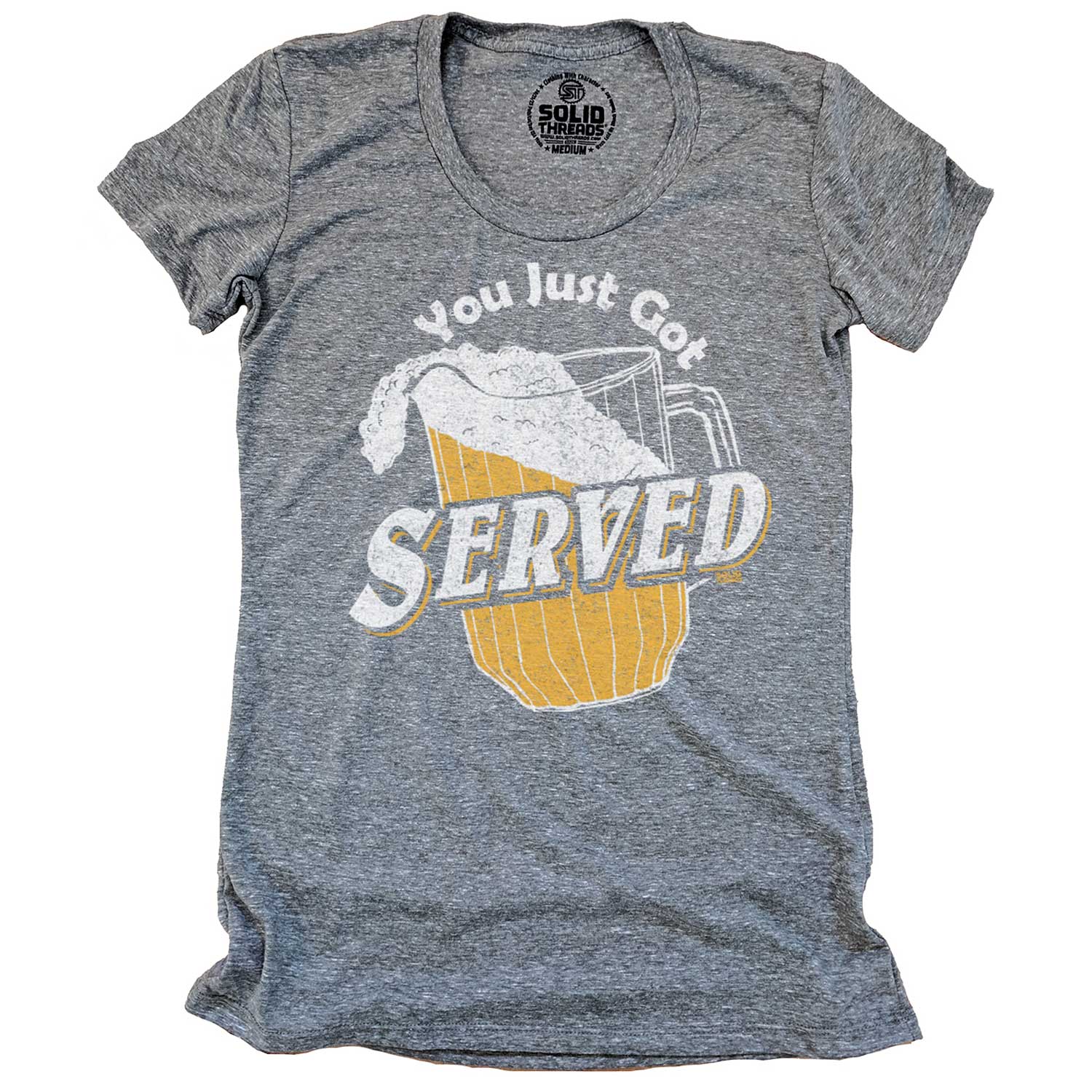Women's You Just Got Served Vintage T-shirt | Funny Beer Pitcher Graphic Tee | Solid Threads
