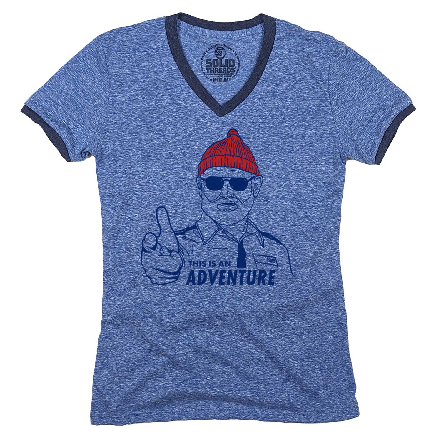 Women's Zissou This is an Adventure Vintage Graphic V-Neck Tee | Life Aquatic T-shirt | Solid Threads